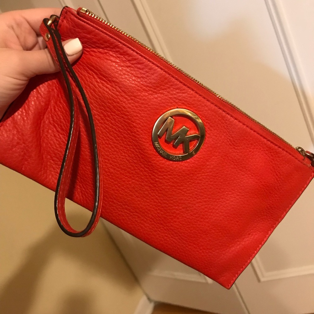 Michael Kors Orange Large Wristlet